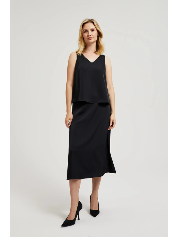 Moodo Gladka srajca z V-izrezom črna Moodo