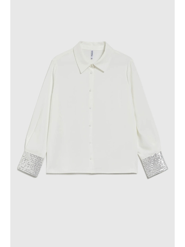 Moodo Bela srajca s bleščicami na manšetah Moodo