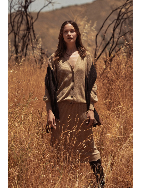 Moodo Pletena midi krila bež Moodo