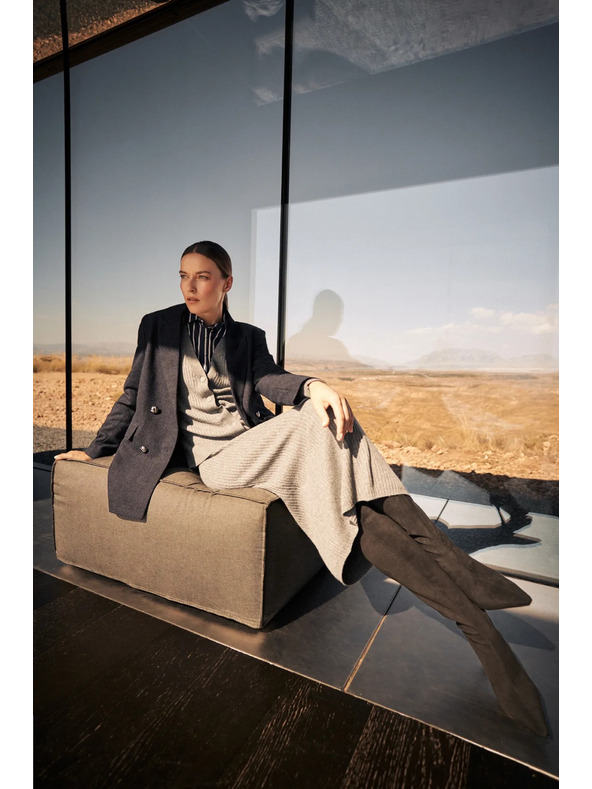 Moodo Pletena midi krila siva Moodo