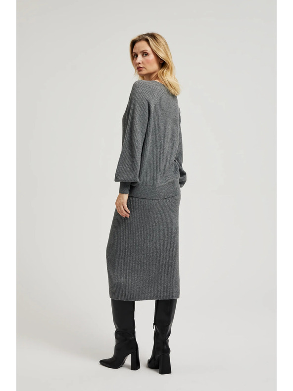 Moodo Pletena midi krila siva Moodo