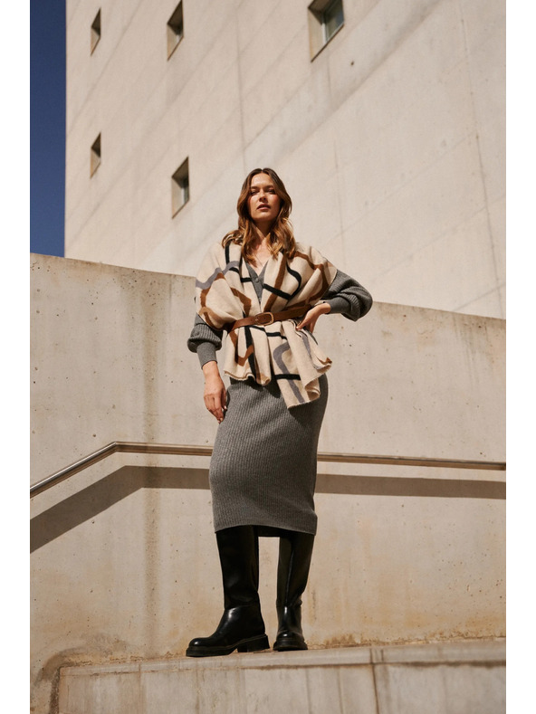 Moodo Pletena midi krila siva Moodo