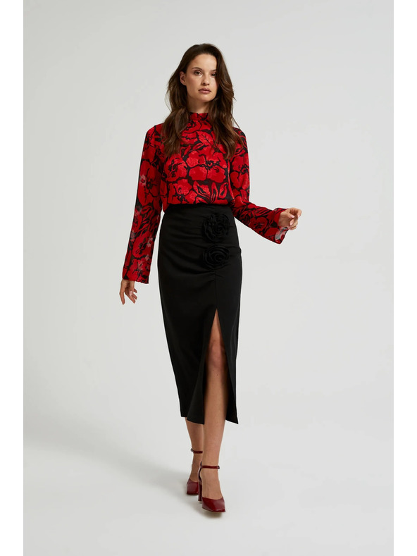 Moodo Črna krila z okrasno rožo in razporkom Moodo