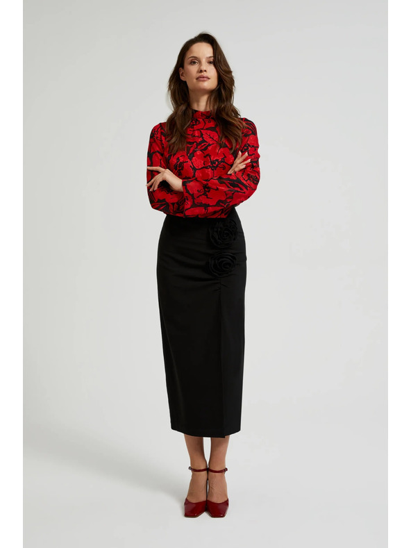 Moodo Črna krila z okrasno rožo in razporkom Moodo