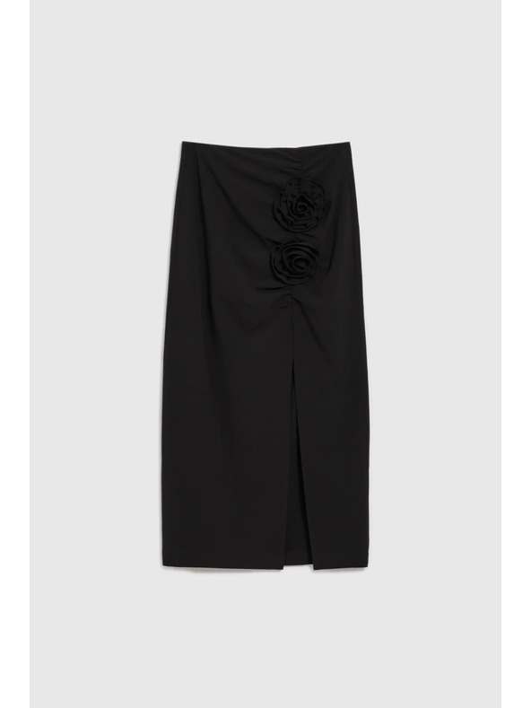 Moodo Črna krila z okrasno rožo in razporkom Moodo