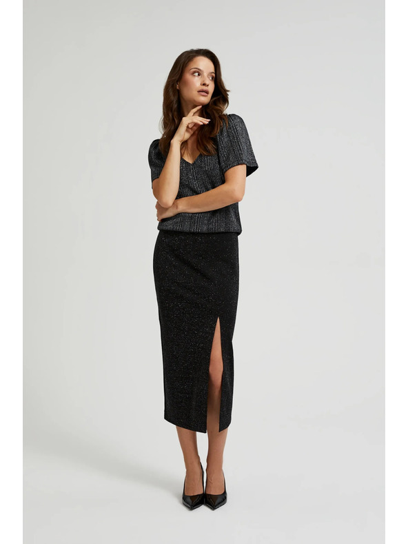 Moodo Midi krila z razporkom črna Moodo