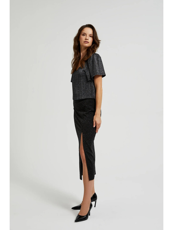 Moodo Midi krila z razporkom črna Moodo