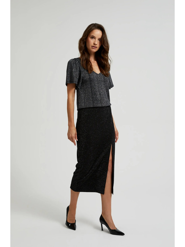 Moodo Midi krila z razporkom črna Moodo