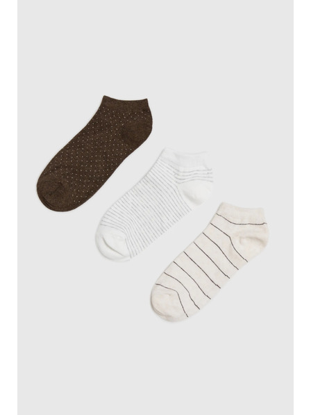 Moodo 3x pakiranje nogavic rjava bež črtaste Moodo