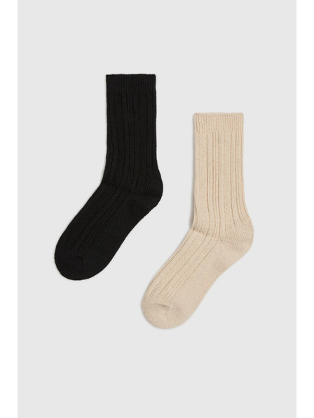 Moodo 2x pakiranje dolgih nogavic črna bež Moodo