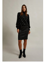 Moodo Pulover, okrašen z biseri, črn Moodo