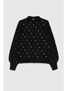 Moodo Pulover, okrašen z biseri, črn Moodo