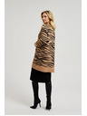 Moodo Bež kardigan z dolgimi rokavi z živalskim vzorcem Moodo