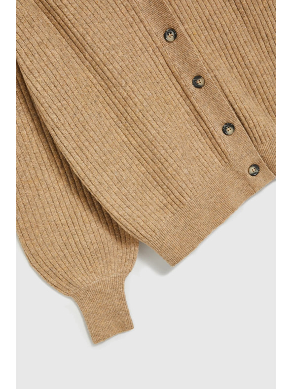 Moodo Bež kardigan na gumbe z napihnjenim rokavi Moodo