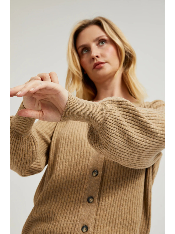 Moodo Bež kardigan na gumbe z napihnjenim rokavi Moodo