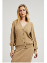 Moodo Bež kardigan na gumbe z napihnjenim rokavi Moodo