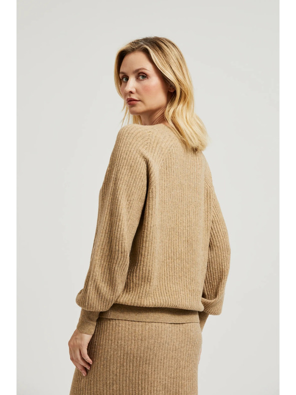 Moodo Bež kardigan na gumbe z napihnjenim rokavi Moodo