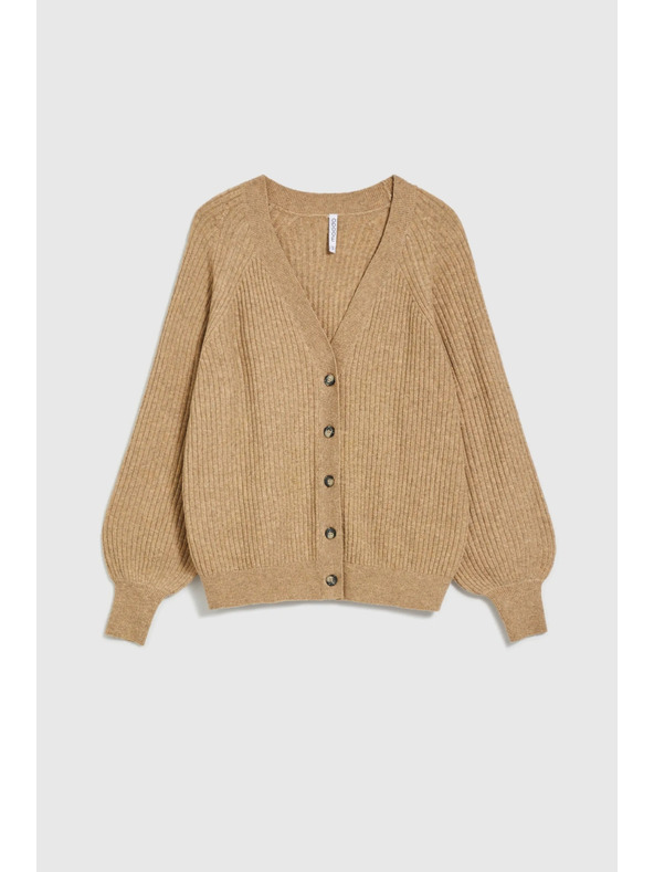 Moodo Bež kardigan na gumbe z napihnjenim rokavi Moodo