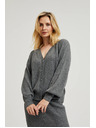 Moodo Siv kardigan na gumbe z napihnjenim rokavi Moodo