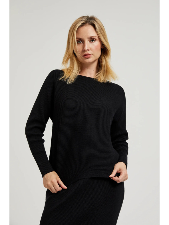 Moodo Črn pulover v stilu netopirja Moodo