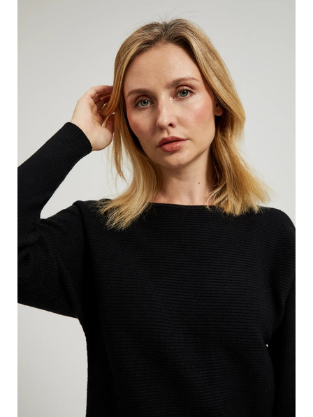 Moodo Črn pulover v stilu netopirja Moodo