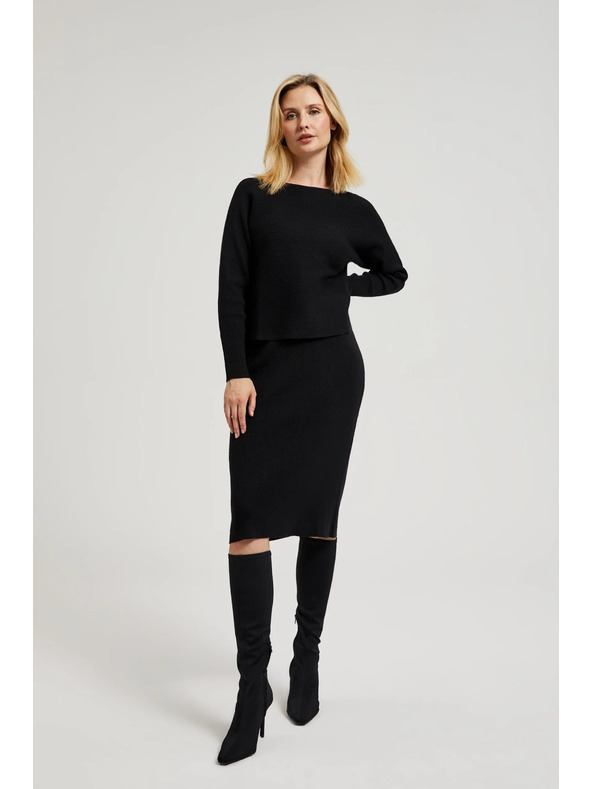 Moodo Črn pulover v stilu netopirja Moodo