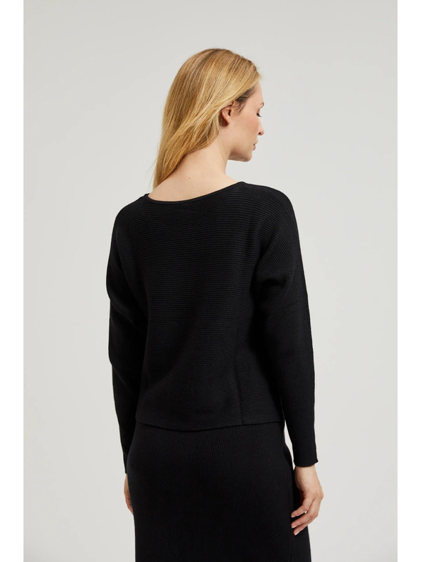 Moodo Črn pulover v stilu netopirja Moodo