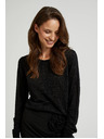 Moodo Pulover z dolgimi rokavi okrašen z metalnim nitjem črn Moodo