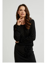 Moodo Pulover z dolgimi rokavi okrašen z metalnim nitjem črn Moodo