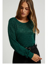 Moodo Pulover z dolgimi rokavi okrašen z metalnim nitjem zelen Moodo