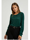 Moodo Pulover z dolgimi rokavi okrašen z metalnim nitjem zelen Moodo