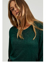 Moodo Pulover z dolgimi rokavi okrašen z metalnim nitjem zelen Moodo