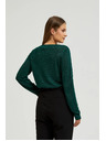 Moodo Pulover z dolgimi rokavi okrašen z metalnim nitjem zelen Moodo