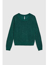 Moodo Pulover z dolgimi rokavi okrašen z metalnim nitjem zelen Moodo