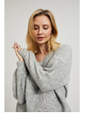 Moodo Gladek pulover z V-izrezom in rebrastim vzorcem siv Moodo