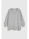 Moodo Gladek pulover z V-izrezom in rebrastim vzorcem siv Moodo