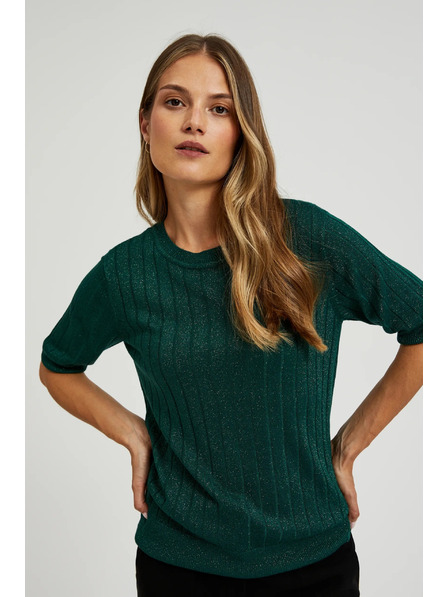 Moodo Viskozni pulover z metalnim vlaknom zelen Moodo