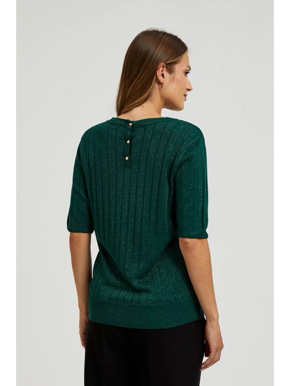 Moodo Viskozni pulover z metalnim vlaknom zelen Moodo