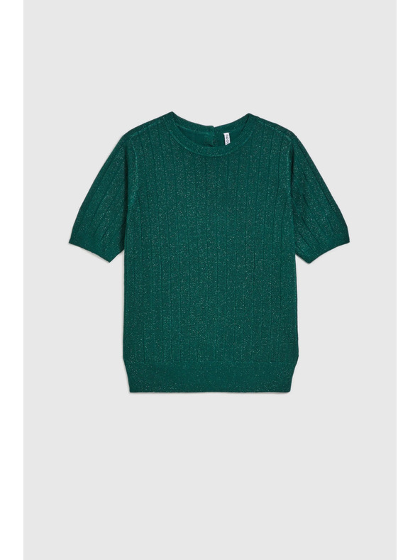 Moodo Viskozni pulover z metalnim vlaknom zelen Moodo