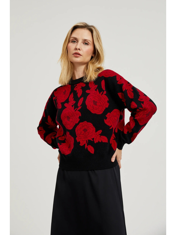 Moodo Črn pulover s tiskom Moodo