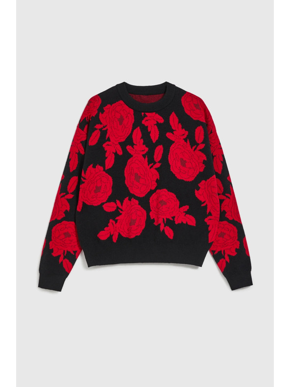 Moodo Črn pulover s tiskom Moodo