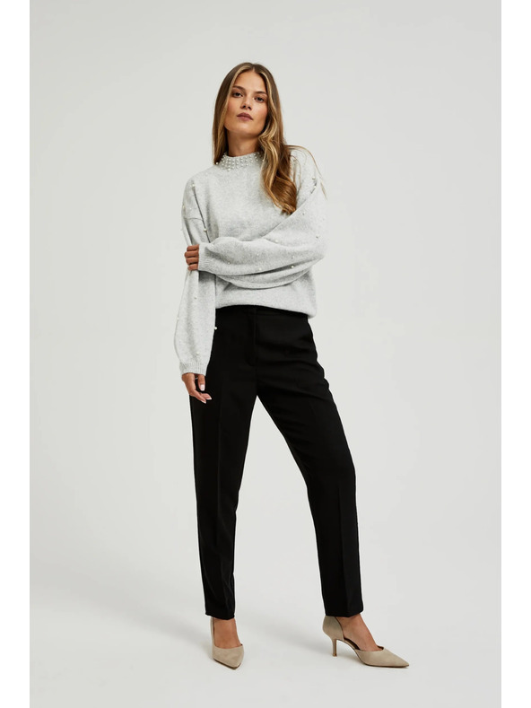 Moodo Pulover okrašen z biseri siv Moodo