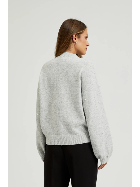 Moodo Pulover okrašen z biseri siv Moodo