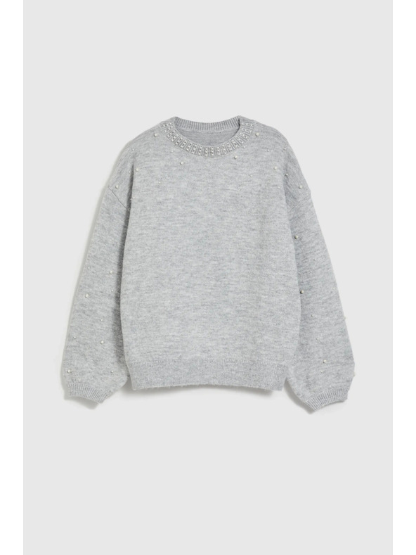 Moodo Pulover okrašen z biseri siv Moodo