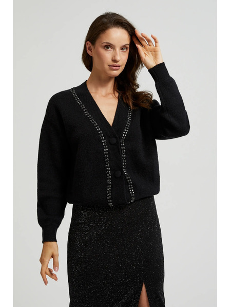 Moodo Črn kardigan okrašen z biseri Moodo