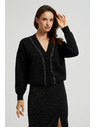 Moodo Črn kardigan okrašen z biseri Moodo