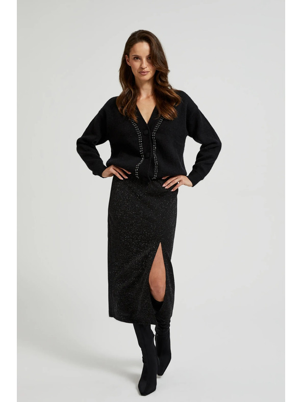 Moodo Črn kardigan okrašen z biseri Moodo
