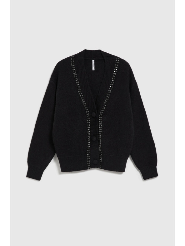 Moodo Črn kardigan okrašen z biseri Moodo