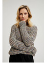 Moodo Pulover okrašen z barvnim nitjem siv Moodo