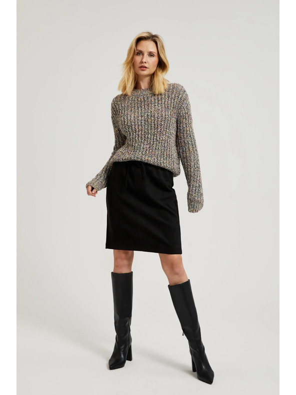 Moodo Pulover okrašen z barvnim nitjem siv Moodo